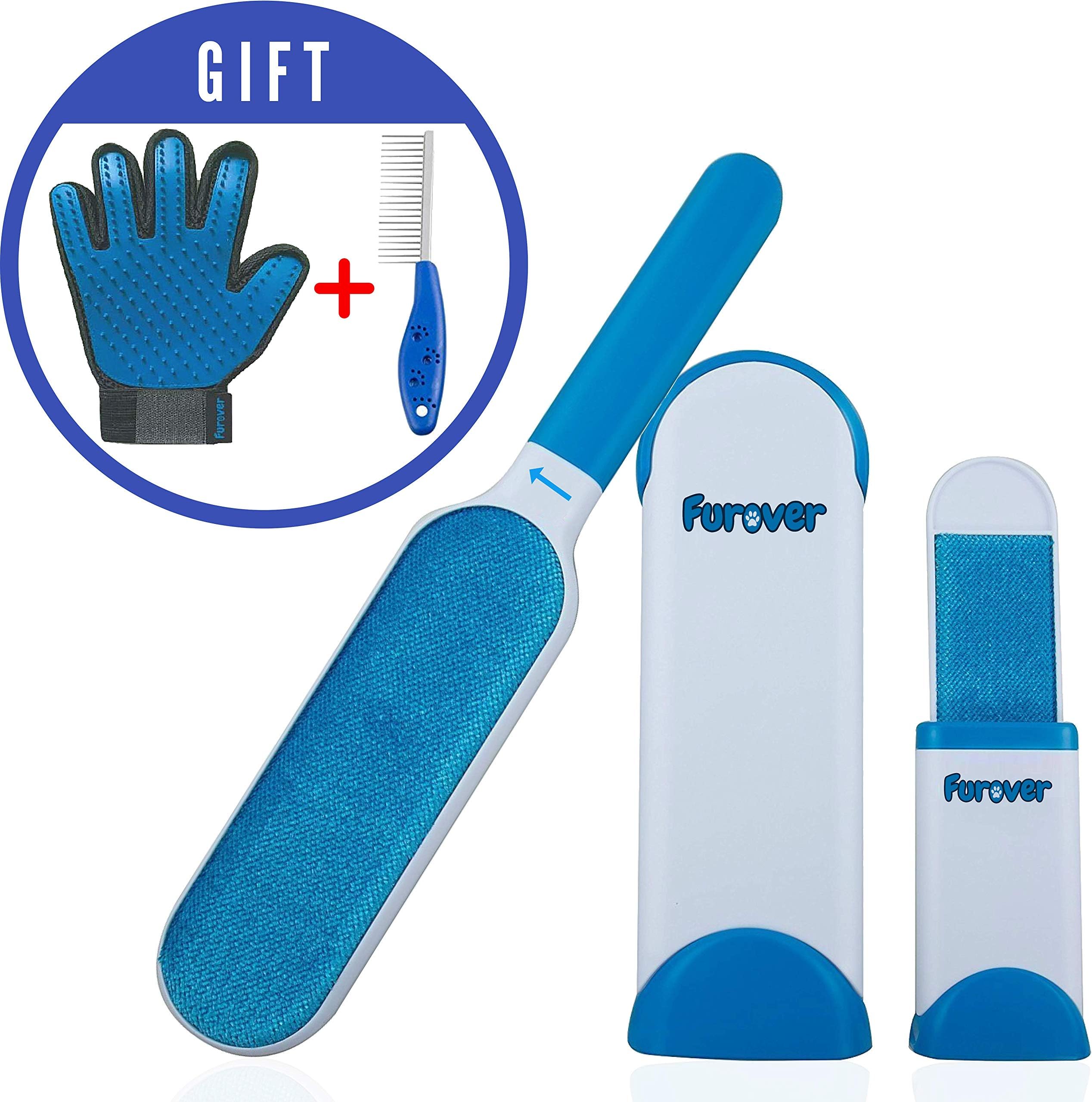 Furover Dog, Cat, Pet Hair Remover | 4-IN-1 Dog Hair Remover Pet Grooming Glove and Lint Brush with Self Cleaning Base | Removes Pet Fur From Couch, Furniture, Bed, Upholstery
