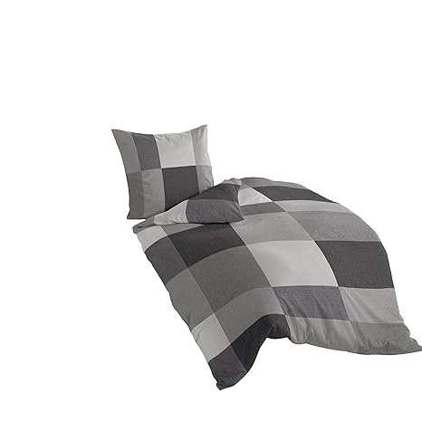 Bierbaum Bettwäsche 6520, Mako-Satin, Made in Germany, silber 13, 155x220 + 80x80 cm, Komfortgröße