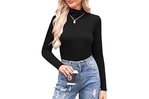 Totatuit Womens Turtleneck Shirt Long Sleeve Layer Tops Basic Cotton Tees Soft Thermal Underwear Blouse