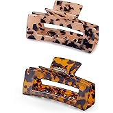 Large Hair Claw Clips Big Cutout Tortoise Shell Celluloid Hair Jaw Clips 4.1inch French Design Rectangle Hair Clamp for Women Ladies