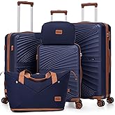 Eeeza Luggage Sets 5 Piece, Suitcases with Wheels, ABS Hard Case Luggage with TSA Lock Spinner Wheels, Carry On Luggage Set (20/24/28 inch)