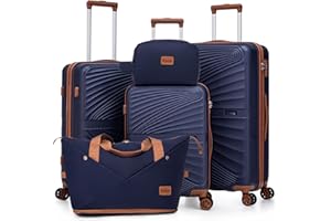 Eeeza Luggage Sets 5 Piece, Suitcases with Wheels, ABS Hard Case Luggage with TSA Lock Spinner Wheels, Carry On Luggage Set (20/24/28 inch)