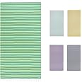 Large Turkish Cotton Beach Towel 37" X 67" - Navy & Natural Striped, Quick-Dry & Sand-Free
