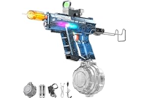 FLYBAKIZ Automatic Electric Water Gun with LED Effects, Auto Water Suction Powerful Squirt Guns Pistol for Adults Kids, Auto Water Blaster Pistol Outdoor Summer Toys for Pool Beach Party (Dark Blue)