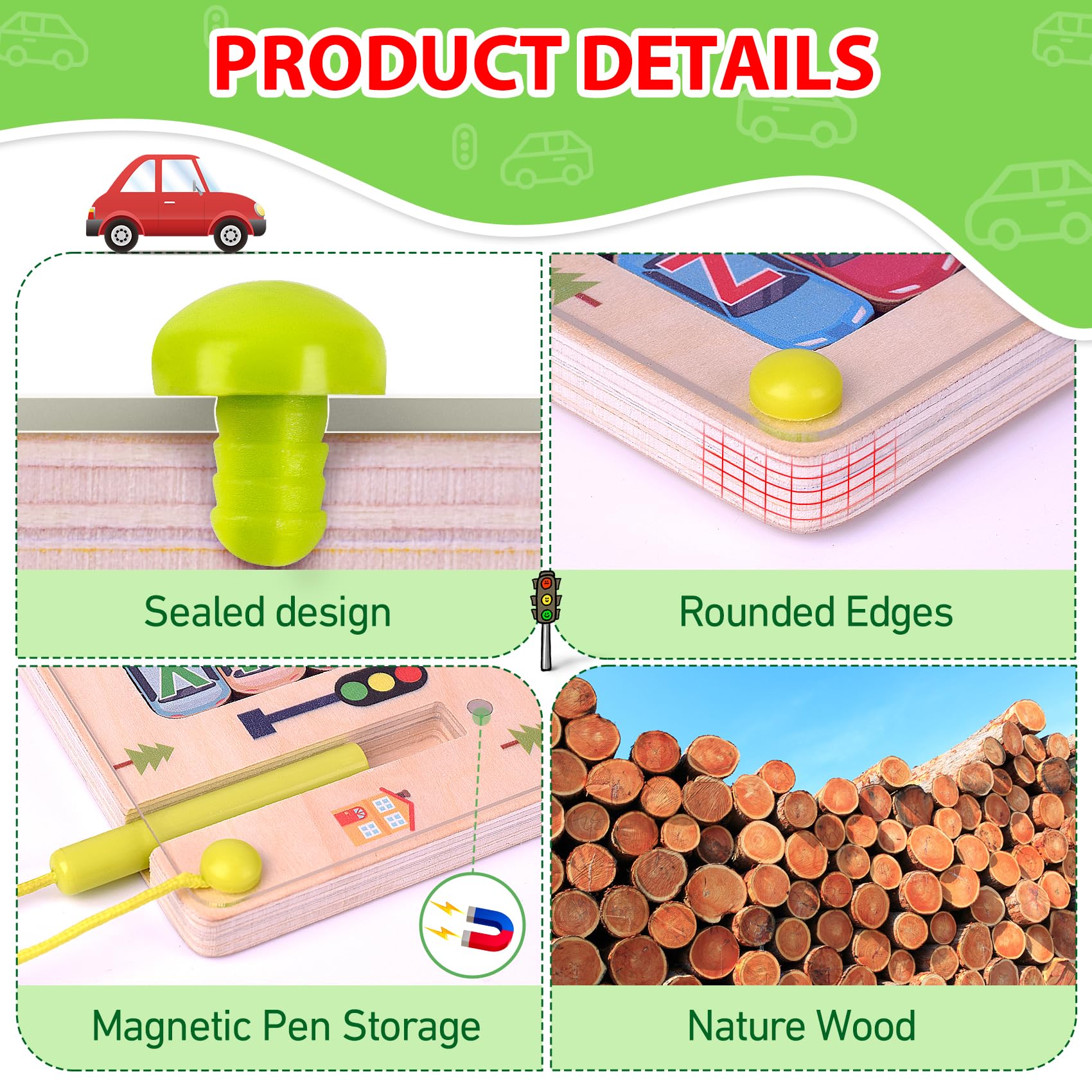 Wooden Magnetic Alphabet Maze Letter Puzzle, Montessori Fine Motor Skills Toys for Boys Girls 3 4 5 Years Old, ABC Learning Toys for Kids Age 3+, Christmas, Birthday Present