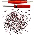 102Pcs Valve Stem Removal Tool Set,Premium TPMS Safe, 100Pcs Nickel Plated Schrader Tire Valve Cores for Cars, SUVs, Bike and Bicycle, Trucks, Motorcycles HVAC Applications Tire Repair Tool