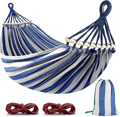 MOSFiATA Hammock 275x155cm with Spreader Bars 550 lb Blue White