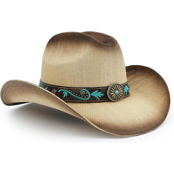 Silver Concho Chain Hat Band with Blue Stone – Adjustable  display picture 3