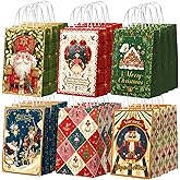 Nicrolandee Small Nutcracker Christmas Gift Bags 24PCS – Xmas Party Favors Wrapping Bags with Handle, Christmas Bags for Gifts, Party Favors, Treats & Goodies Bulk Gift Bags