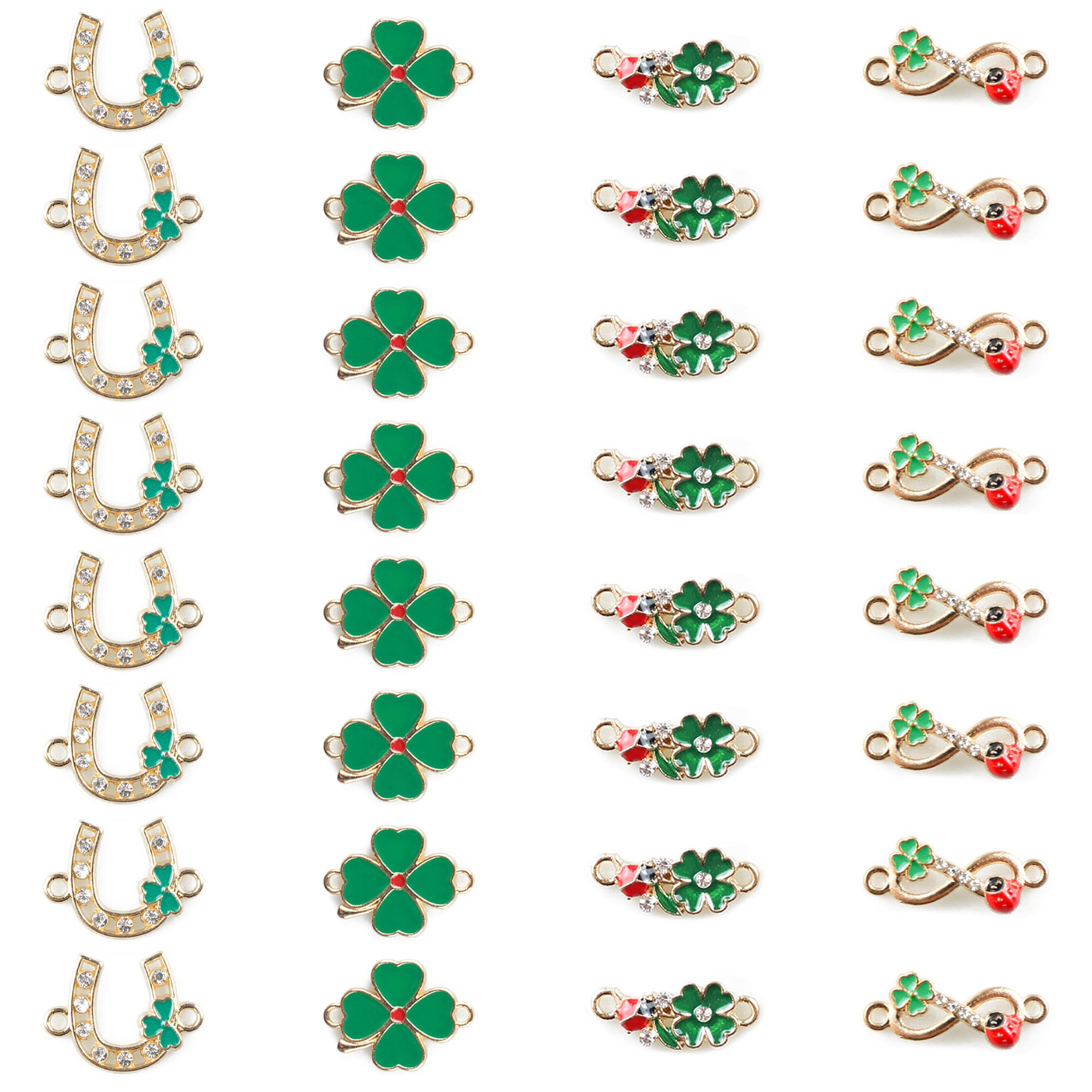 Niuhong CHARM 32Pcs Four Leaf Clover Ladybird Jewellery Connectors DIY Crafts Pendant