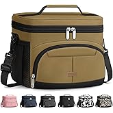 Pritent Lunch Box for Man Women, Insulated Lunch Bag Cooler Bag Leakproof Lunchbox Lunch Tote Bags with Removable Strap for Work School Picnic Travel (Khaki/12L