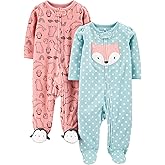 Simple Joys by Carter's baby-girls Cotton and Fleece Footed Sleep and Play, Pack of 2