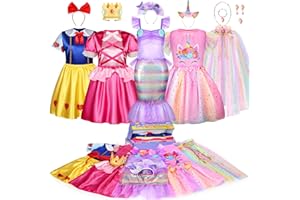 LIMIROLER 18 Pcs Princess Dress Up Clothes for Little Girls, Role Play Dress Up Princess Costume Gift Set, Princess Dress Up Toys for Toddler, Birthday Christmas Party Gifts for Girls Aged 3-6 Years Old Purple