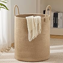 Jute Rope Laundry Hamper Basket by YOUDENOVA, 58L Tall Laundry Basket, Baby Nursery Hamper for Blanket Storage, Clothes Hampe