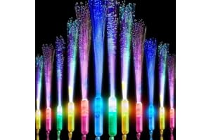 JUNRUCTH 16 PCS Glow Sticks Wedding - Fiber Optic Wands - LED Light Up Glow Sticks with 3 Flashing Modes for Kids Birthday Pa