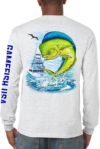 Gamefish Usa Cotton Long Sleeve Fishing Shirt Mahi Amazon Com