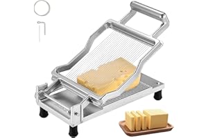 VEVOR Cheese Cutter with Wire, 0.2" Ultra-Thin Cheeser Butter Cutting Blade, Detachable Cheese Slicer Wire, Aluminum Alloy Co