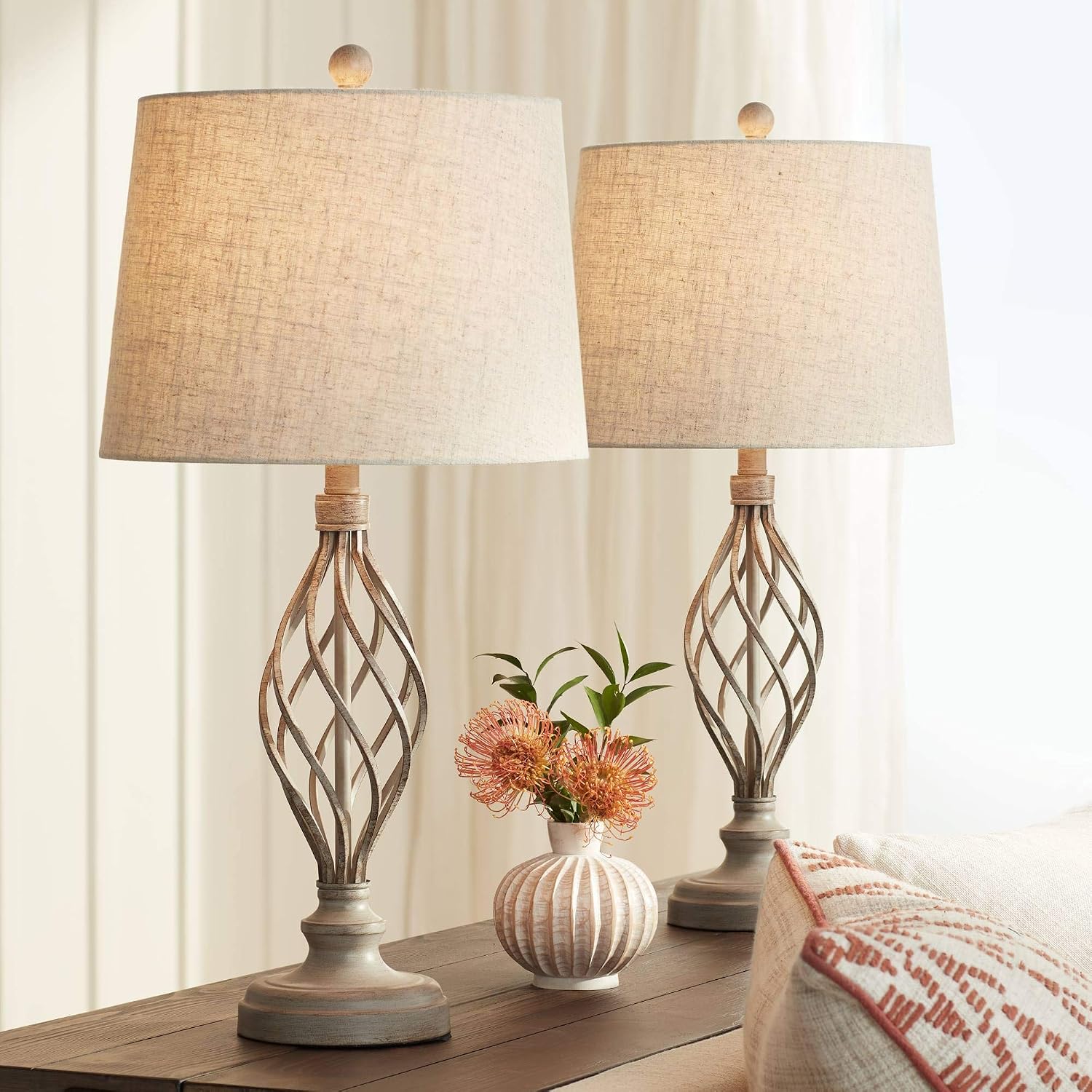 Annie Sand Iron Scroll Table Lamps Set Of 2 Franklin Iron Works Amazon Com