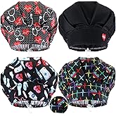 Bunnycool 4 Pieces Bouffant Caps with Button and Sweatband Adjustable Nurse Working Hat Elastic Band Scrub Cap for Women Men