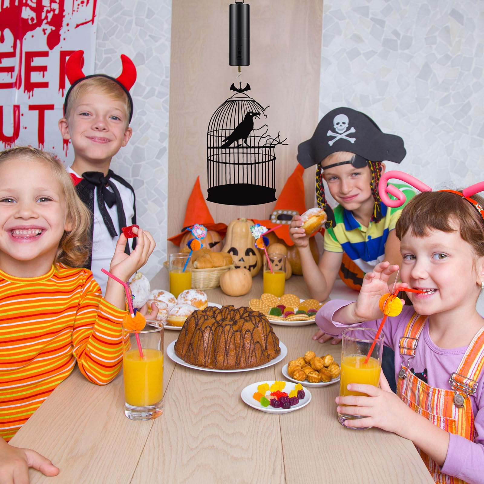 Therwen 6 Pcs Ornament Spinner Battery Operated Wind Spinner Motor Rotator Disco Ball Motor Outdoor Hanging Ornament for Halloween Mardi Gras Decoration, No Battery(Black)