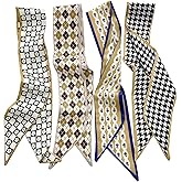 TEBIEKOY 4Pcs Fashion Scarves for Women, Multifunctional Boho Scarves Headbands Satin Scarf for Bag Hair Accessories
