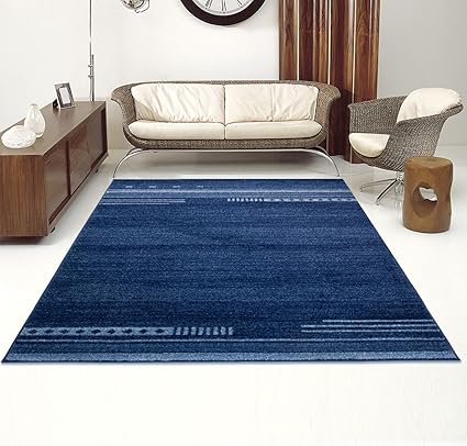Alfombra De Salón Moderna Prestige – Color Azúl Marino De Diseño Plano