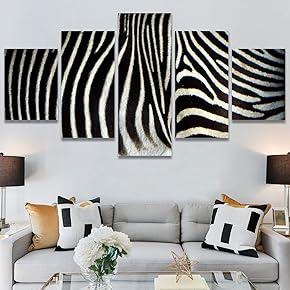 SIGNWIN 5 Panel Canvas Wall Art Animals Black...