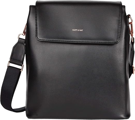 black and rose gold handbag