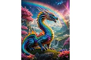 LDAZAO Dragon Paint By Numbers Kit For Adults Beginner Colourful Dragons Adult Paint By Number Kits Acrylic On Canvas Easy Oil Painting Kit Adults' Paint-By-Number Kits For Gift Home Wall Decor 16x20 Inch