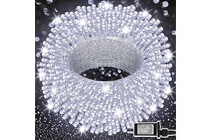 LJLNION 300 LED String Lights Outdoor Indoor, Extra Long 98.5FT Super Bright Christmas Lights, 8 Lighting Modes, Plug in Waterproof Fairy Lights for Holiday Wedding Party Bedroom Decorations ( White)