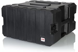 Gator Cases Pro Series 6U Rolling Rack Case with 19" Depth, Tow Handle & Recessed Wheels, Roto Molded Made in USA (G-PROR-6U-19)