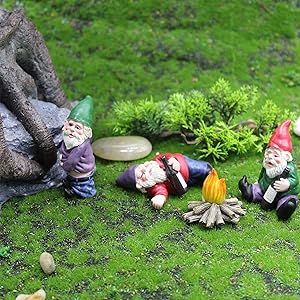 Fairy Garden Accessories,Drunk Gnome Kit of 4 Pcs for Fairy Garden,Micro Landscape Decoration Plant Flower Pots Ornaments,Lawn Ornaments, Indoor or Outdoor Decorations