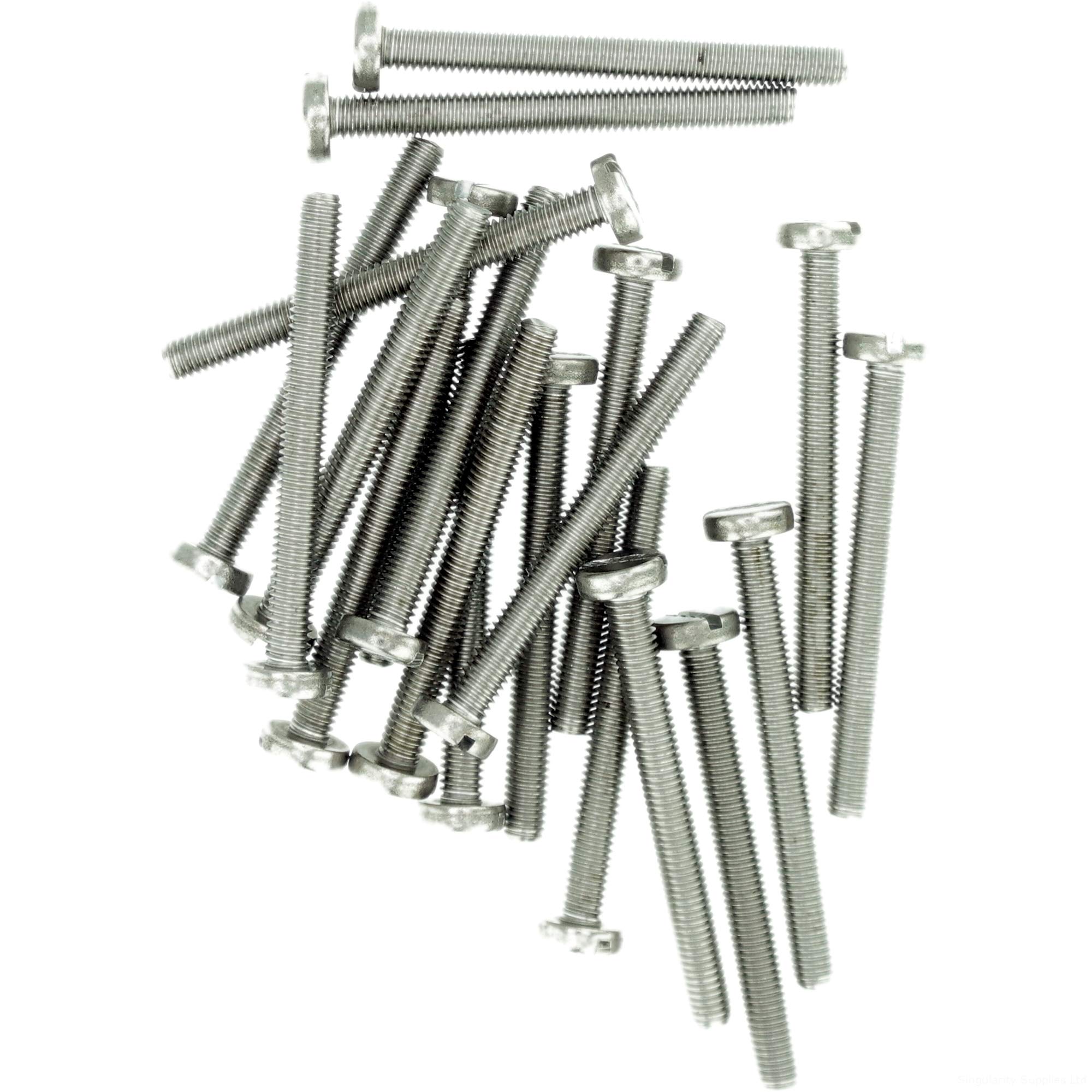 M3.5 (3.5mm x 25mm) Slot Pan Machine Screw (Bolt) - Stainless Steel (A2) (Pack of 20)