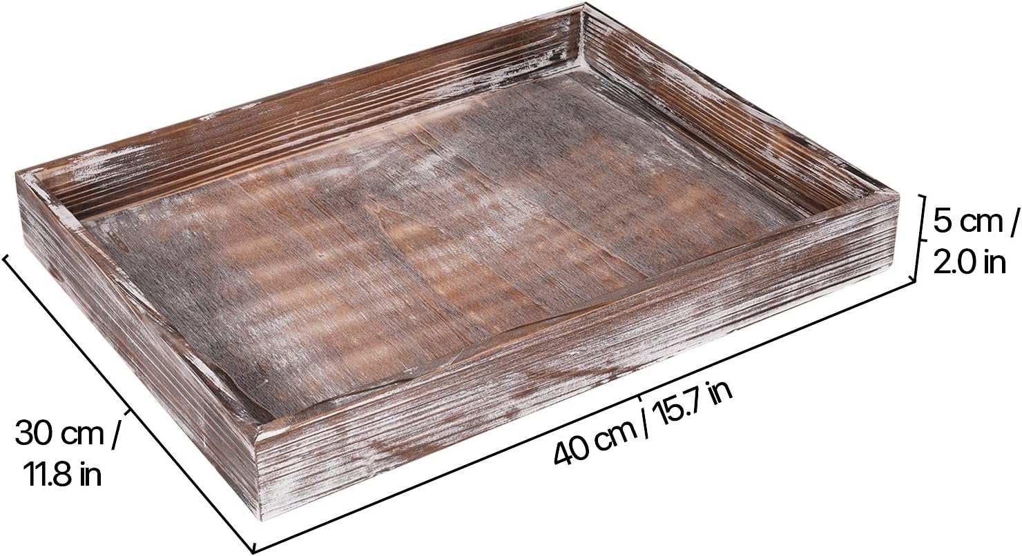 Amazon Com Flexzion Wooden Ottoman Serving Tray Rustic