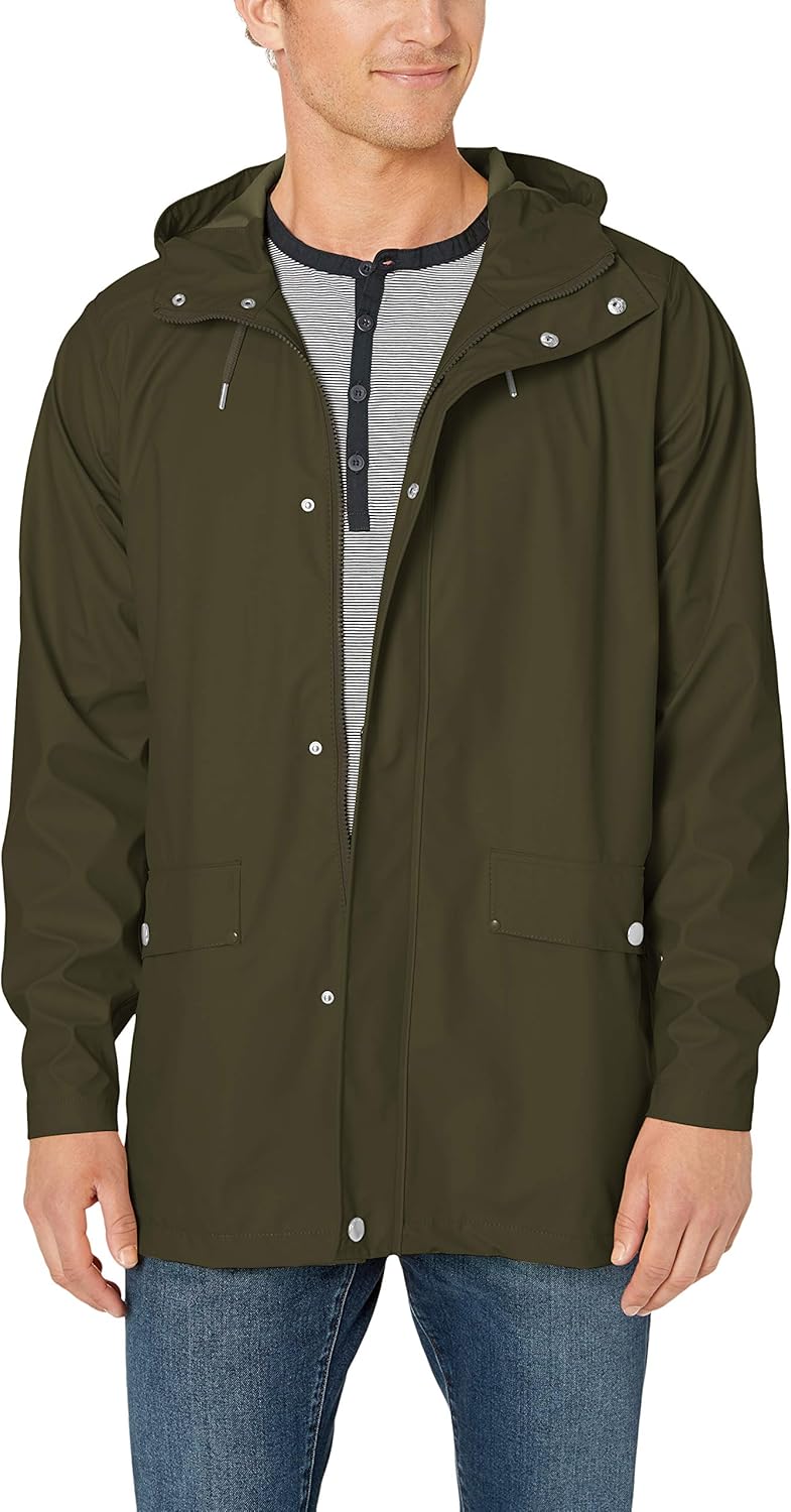 HellyHansen mens Moss Waterproof Pu Long Rain Coat With Hood Moss Long