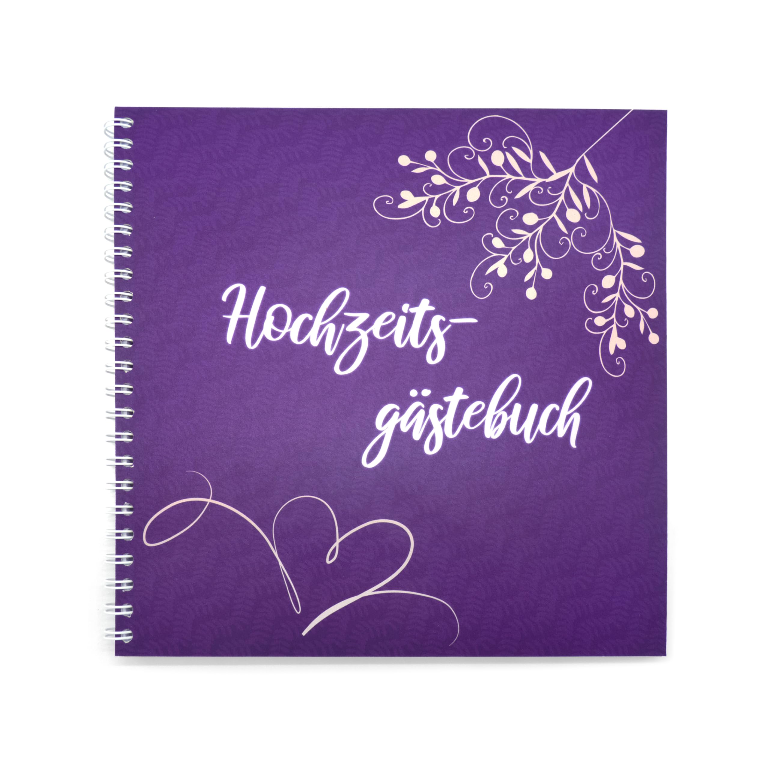 familiawedding Purple Springtime Design XXL Guest Book for Wedding Purple Wedding Guest Book with Funny Questions to Fill In