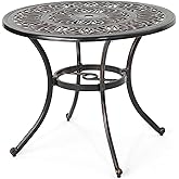 Christopher Knight Home Jamie Outdoor Round Cast Aluminum Dining Table, Shiny Copper