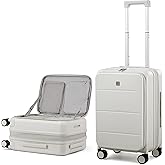 MILADA 20-Inch Expandable Carry On Luggage, Hard Shell Top-Opening Luggage with Wheels, TSA-Approved Small Travel Bag for Men and Women Carry-On Suitcase, White
