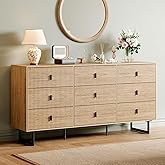 Chrangmay Modern Chest of Drawers with 9 Drawers,Deep Drawers,Clothes Organizer,Large Storage Cabinet for Living Room, Bedroom,Hallway,with Anti-Tipping Device, Oak