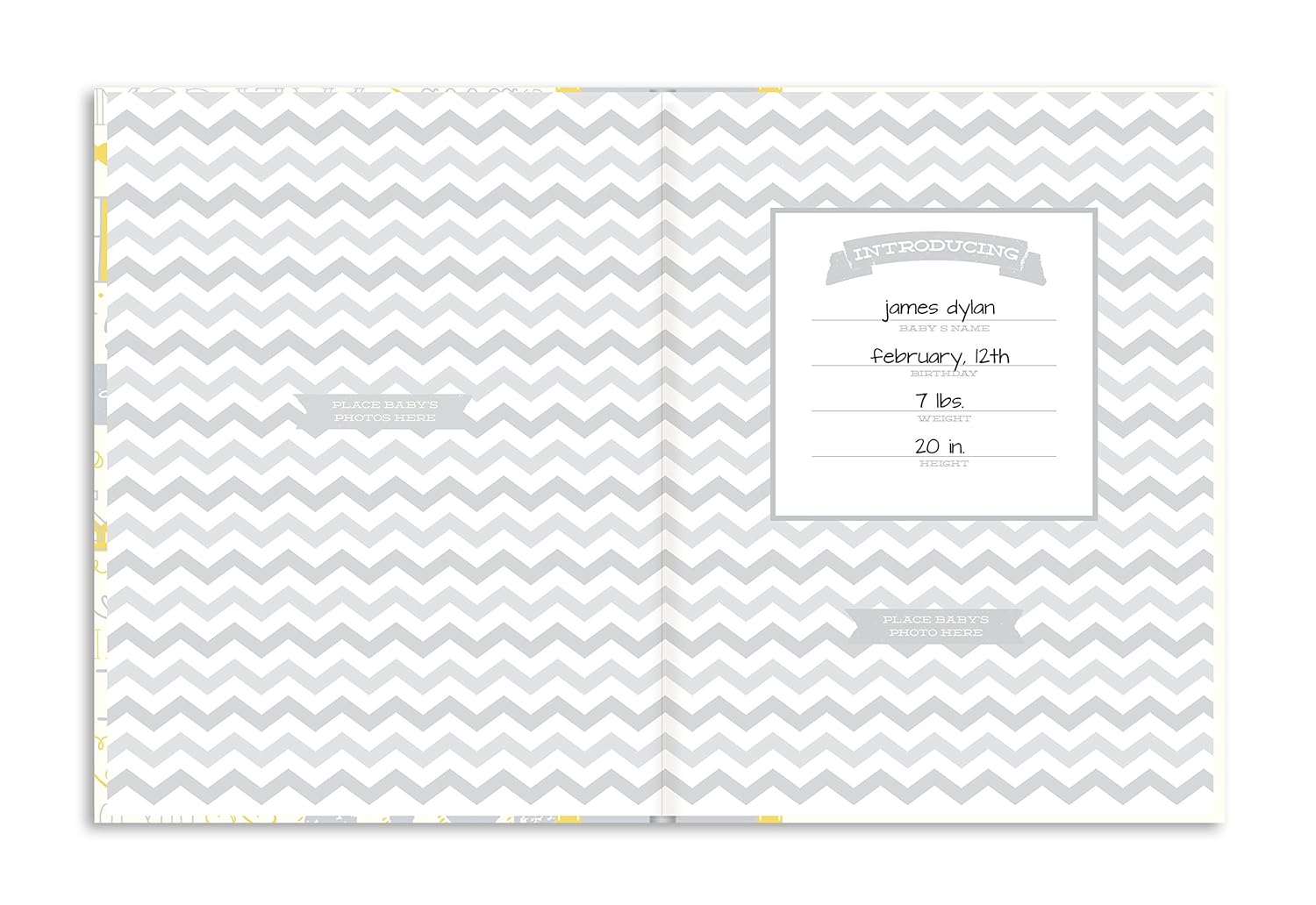 Little Blossoms by Pearhead Vintage Five Year Memory Book with an Included Clean-Touch Pad to Create Baby's Handprint or Footprint, Yellow and Gray: Baby