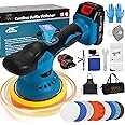 BOKA BAY Cordless Car Buffer Polisher Kit 6 Inch with 21V 2x2000mAh & 9 Pcs Attachments, Car Polisher with 8 Variable Speed 2800-5500RPM, Orbital Polisher for Detailing, Sanding, Scratch Removing