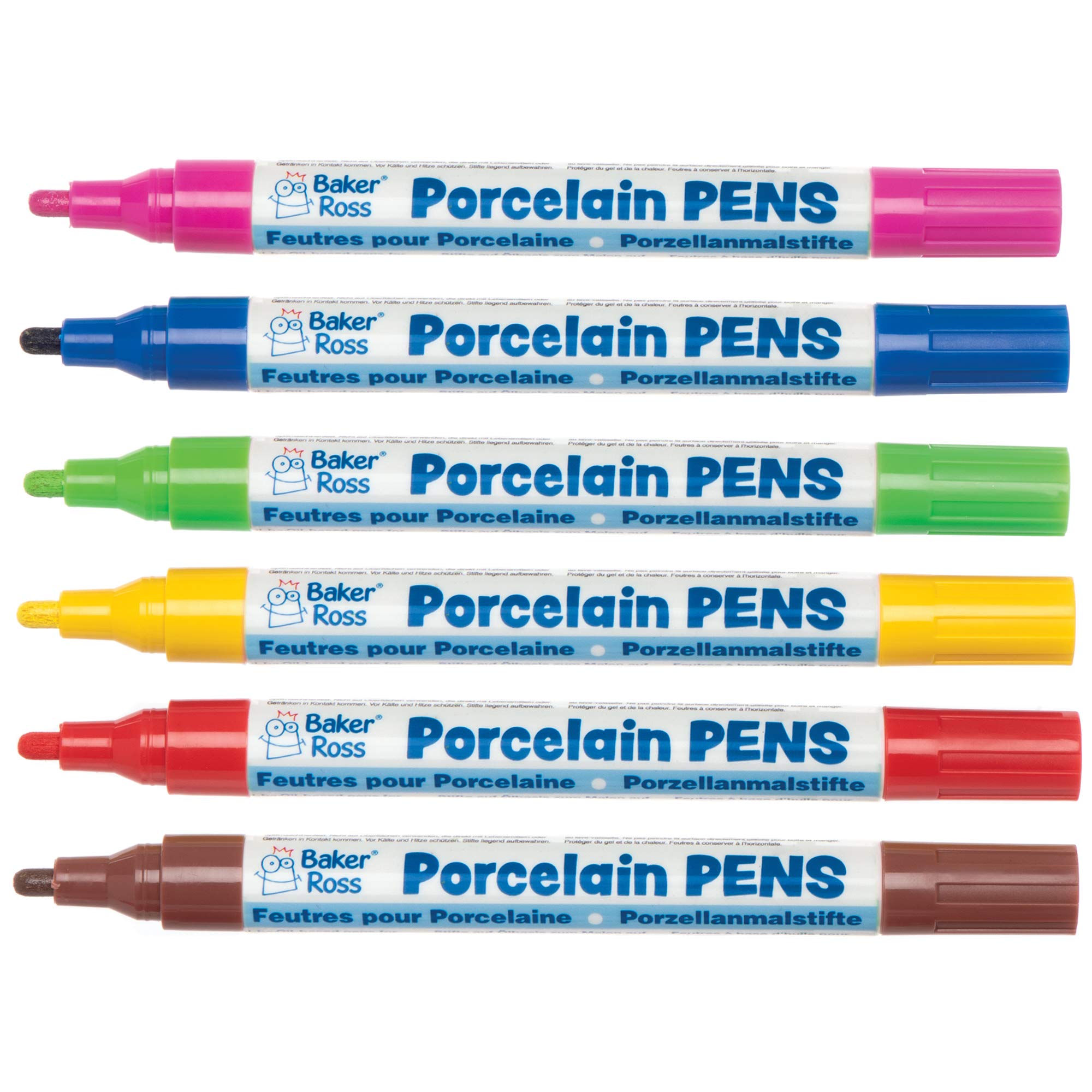 Baker Ross AT492 Porcelain Paint Pens - Pack of 6, Broad Tipped, Oil Based Acrylic Markers for Kids Arts and Crafts Porcelain and Ceramic Painting Activities, White/Cream