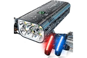 CUYTGSG 2026 New 5800 Lumen Bike Light,6 LED High Brightness Bicycle Light,Rechargeable 10 Mode Headlight Taillight, 360°Rotatable Brackt,Aluminum Waterproof Light,Runtime 48+ hrs,Shockproof for Road,Mountain