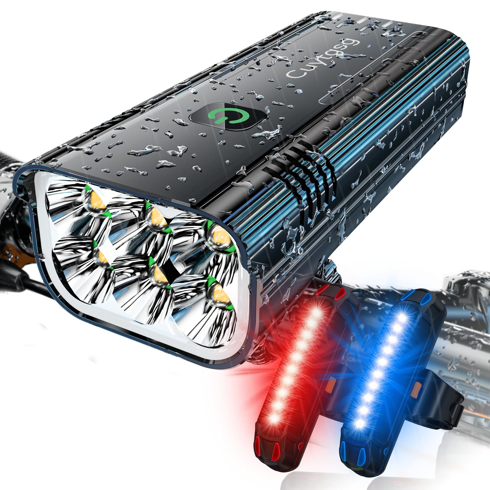 Photo 1 of 2026 New 9800 Lumen Bike Light,6 LED High Brightness Bicycle Light,Rechargeable 10 Mode Headlight Taillight, 360°Rotatable Brackt,Aluminum Waterproof Light,Runtime 48+ hrs,Shockproof for Road,Mountain