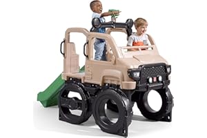 Step2 Safari Truck Climber Playset for Kids, Slide, Climbing Wall, Steering Wheel, and Binoculars, Toddlers Ages 2 –5 Years O