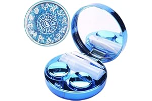 LOVEWEE Contact Lens Case, Bling Stars Colored Portable Cute Eye Contact Lense Remover Tool with Mirror for Teen Girls Women Travel Carry