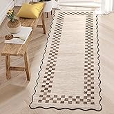 GarveeHome Hallway Runner Rug 2x6 Non Slip Scalloped Washable Rug for Kitchen Entry Stain Resistant Modern Border Throw Floor Carpet Long Runner Mat for Bathroom Living Room Bedside, Beige