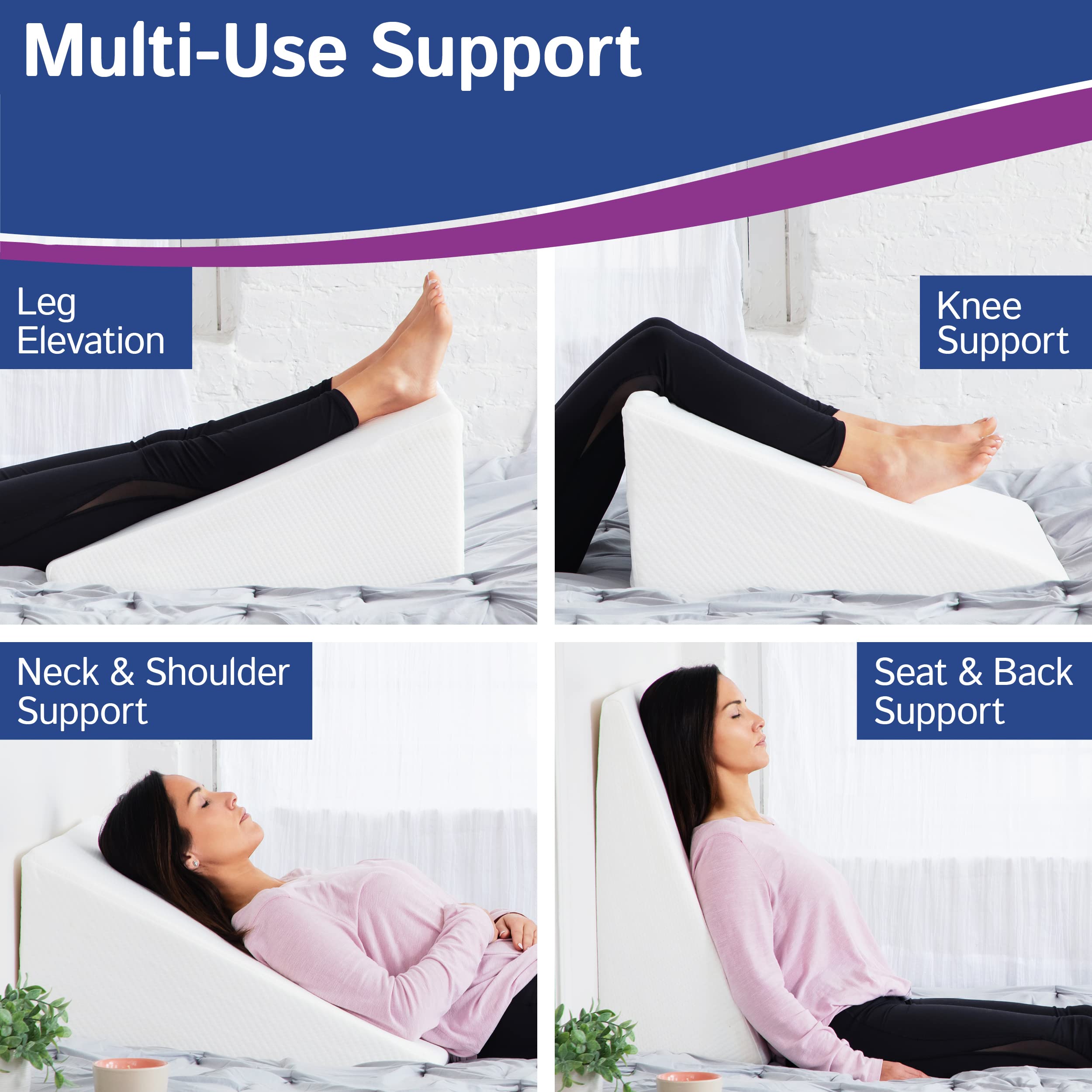 Ebung Body Positioner - Premium Memory Foam Wedge Pillow for Sleeping, Sitting, Snoring, Heartburn Relief, Pregnancy, TV, Reading, Backrest, Leg Rest