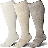 LEVSOX Wide Calf Compression Socks for Women&Men Plus Size 15-20mmHg Knee High Large Support Stockings for Circulation