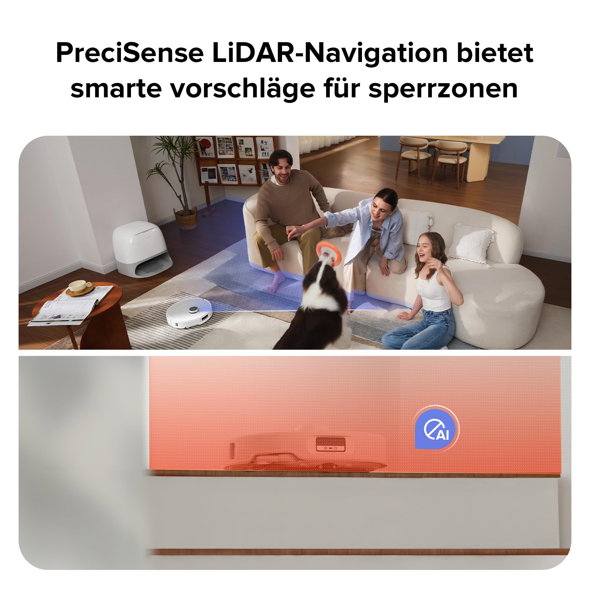 roborock Qrevo Curv Saugroboter mit Wischfunktion&Hebarem Wischmopp, Dual Anti-Tangle-System, AdaptiLift™ Chassis, 18.500Pa, 75℃ Heißwasser-Moppwäsche, Intelligente Schmutzerkennung&Sprachassistent